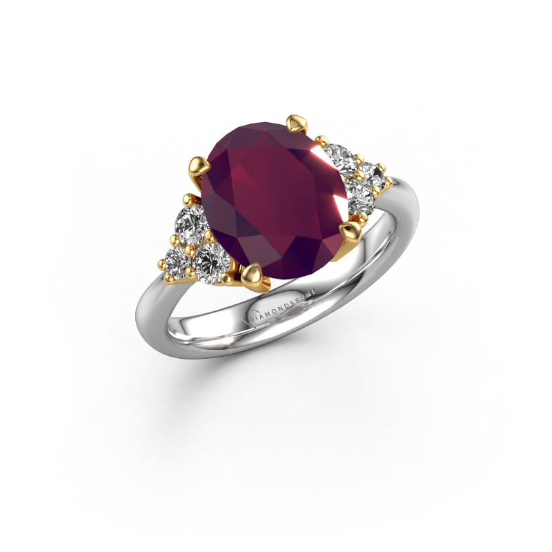Image of Engagement ring Aleida OVL 1 585 white gold Rhodolite 9x7 mm