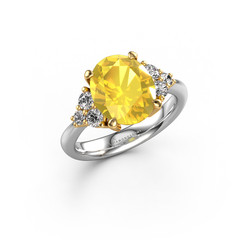 Image of Engagement ring Aleida OVL 1 585 white gold Yellow sapphire 9x7 mm