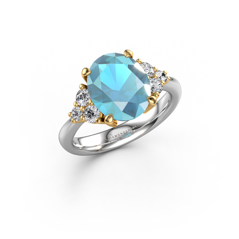 Image of Engagement ring Aleida OVL 1 585 white gold Blue topaz 9x7 mm