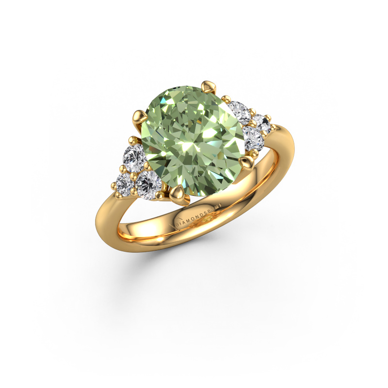 Image of Engagement ring Aleida OVL 1 585 gold Green lab grown diamond 9x7 mm