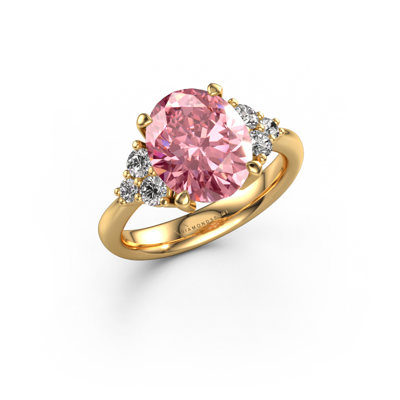 Image of Engagement ring Aleida OVL 1 585 gold Pink lab grown diamond 9x7 mm