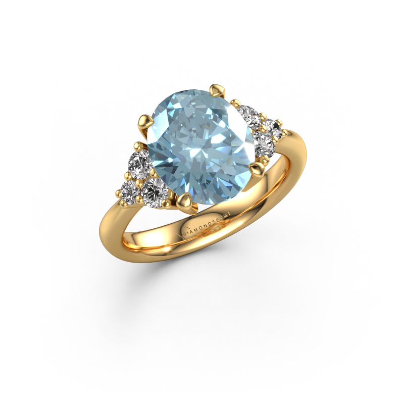 Image of Engagement ring Aleida OVL 1 585 gold Blue lab grown diamond 9x7 mm