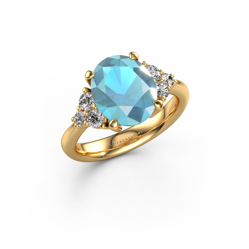 Bild von Verlobungsring Aleida OVL 1 585 Gold Blau Topas 9x7 mm