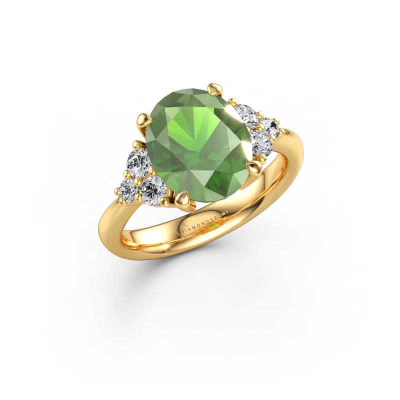 Bild von Verlobungsring Aleida OVL 1 585 Gold Turmalin grün 9x7 mm