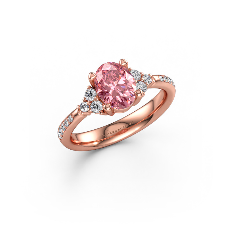 Image of Engagement ring Aleida OVL 2 585 rose gold Pink lab grown diamond 8x6 mm