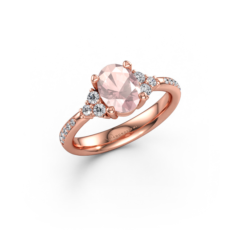 Immagine di Anello di fidanzamento Aleida OVL 2 585 oro rosa Morganite champagne 8x6 mm