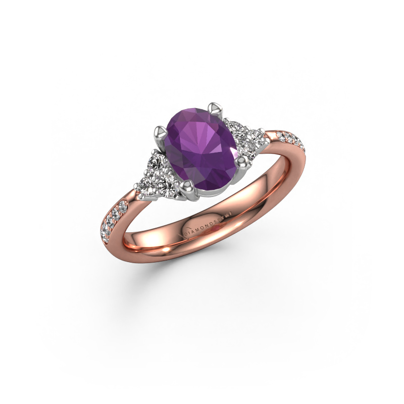 Bild von Verlobungsring Aleida OVL 2 585 Roségold Amethyst 8x6 mm