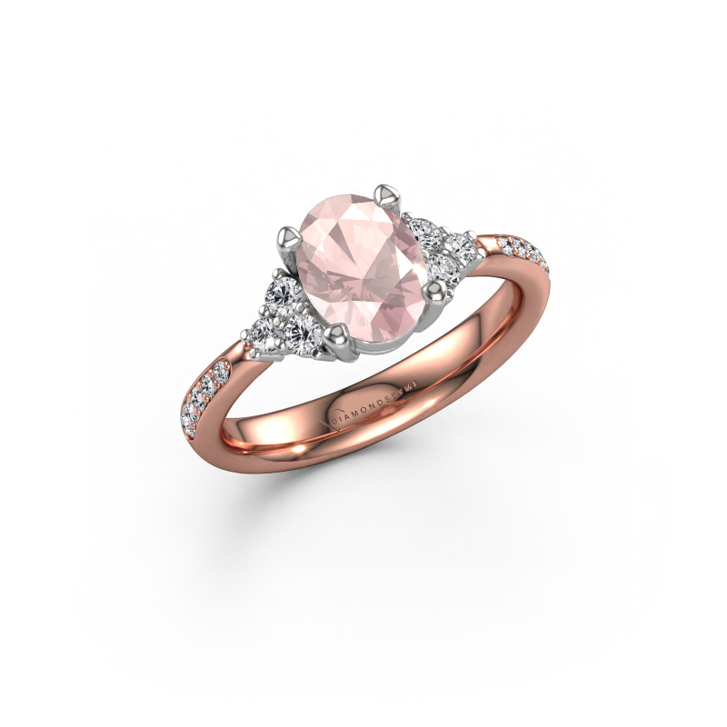 Bild von Verlobungsring Aleida OVL 2 585 Roségold Morganit Champagner 8x6 mm