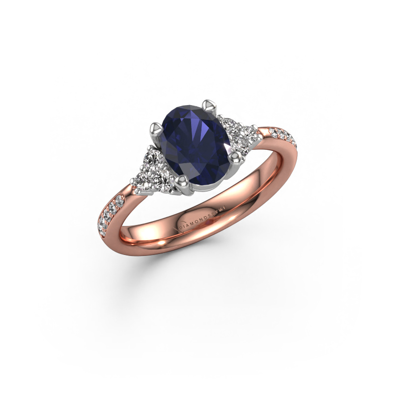 Image of Engagement ring Aleida OVL 2 585 rose gold Sapphire 8x6 mm