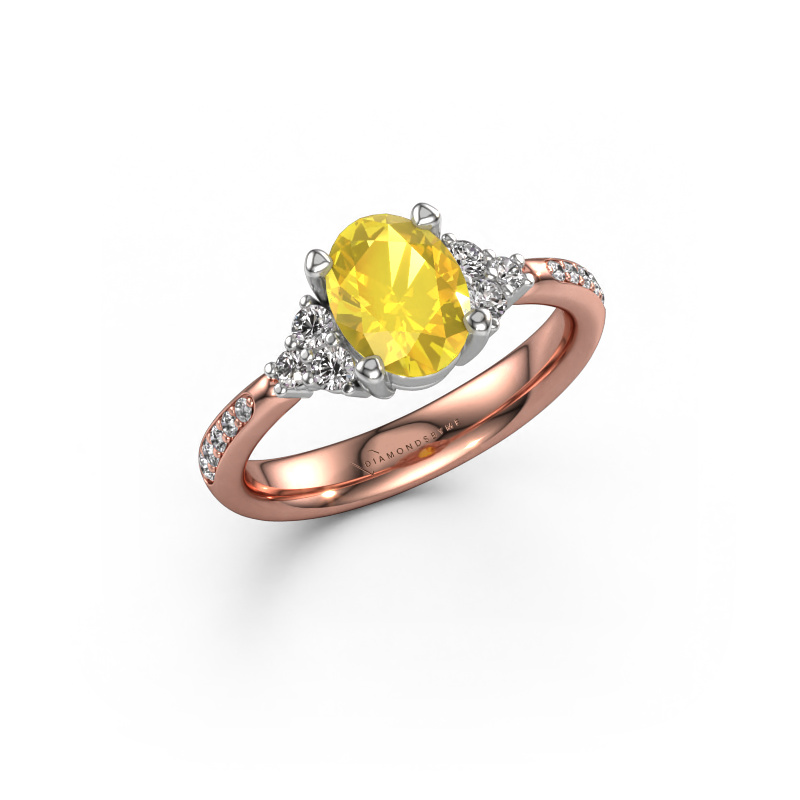 Bild von Verlobungsring Aleida OVL 2 585 Roségold Gelb Saphir 8x6 mm