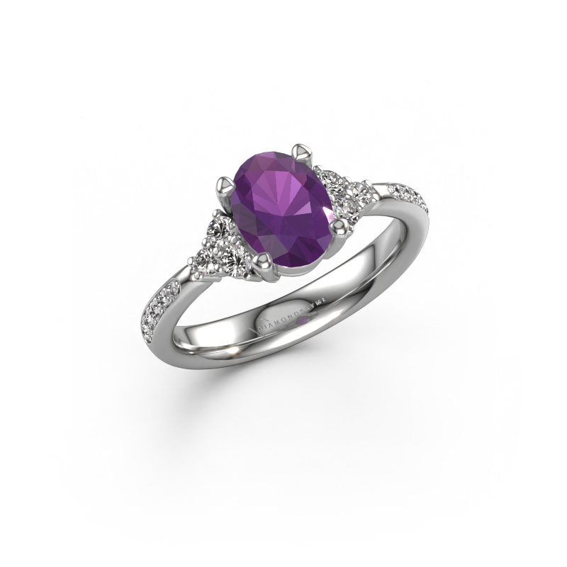 Bild von Verlobungsring Aleida OVL 2 585 Weißgold Amethyst 8x6 mm