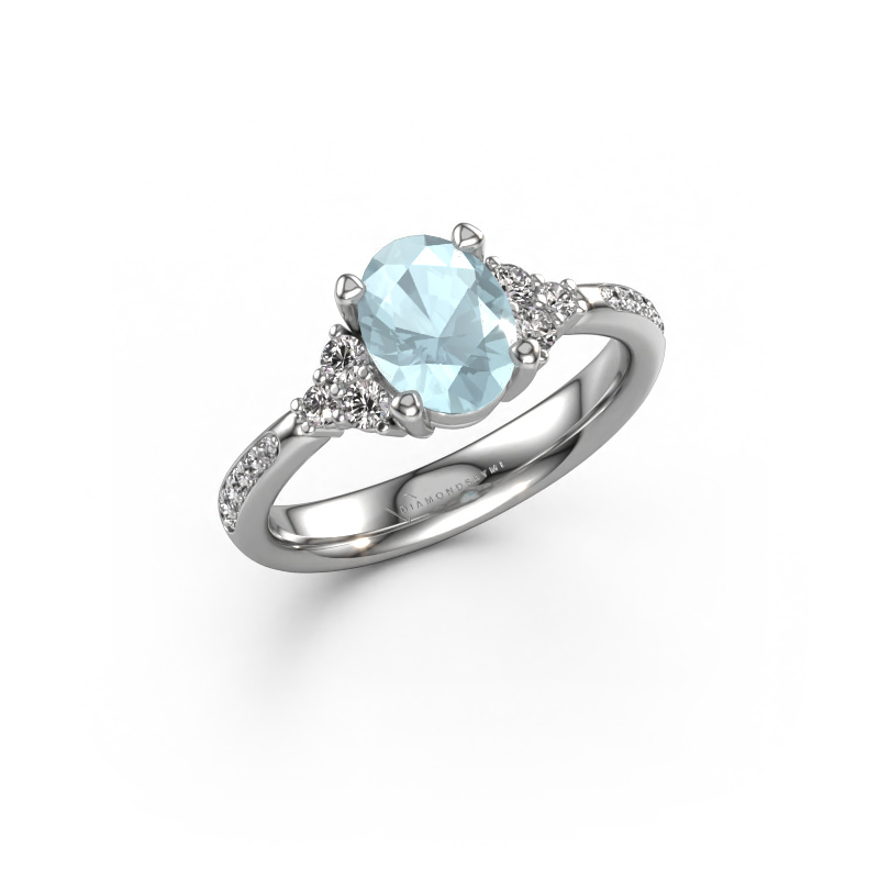 Image of Engagement ring Aleida OVL 2 950 platinum Aquamarine 8x6 mm