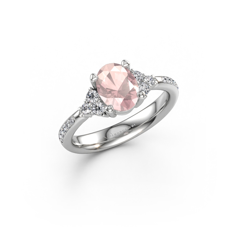 Afbeelding van Verlovingsring Aleida OVL 2 950 platina Morganiet champagne 8x6 mm