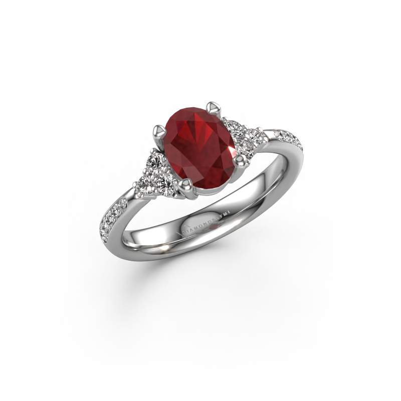 Image of Engagement ring Aleida OVL 2 950 platinum Ruby 8x6 mm