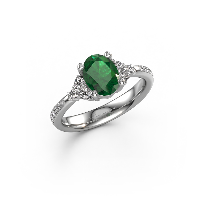 Image of Engagement ring Aleida OVL 2 585 white gold Emerald 8x6 mm