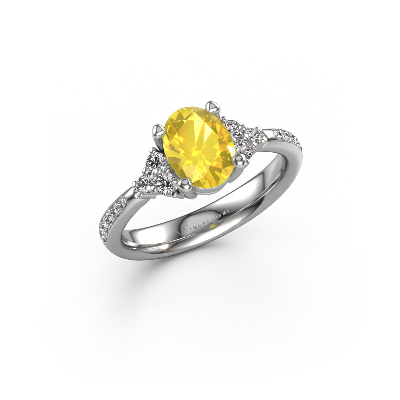 Image of Engagement ring Aleida OVL 2 950 platinum Yellow sapphire 8x6 mm