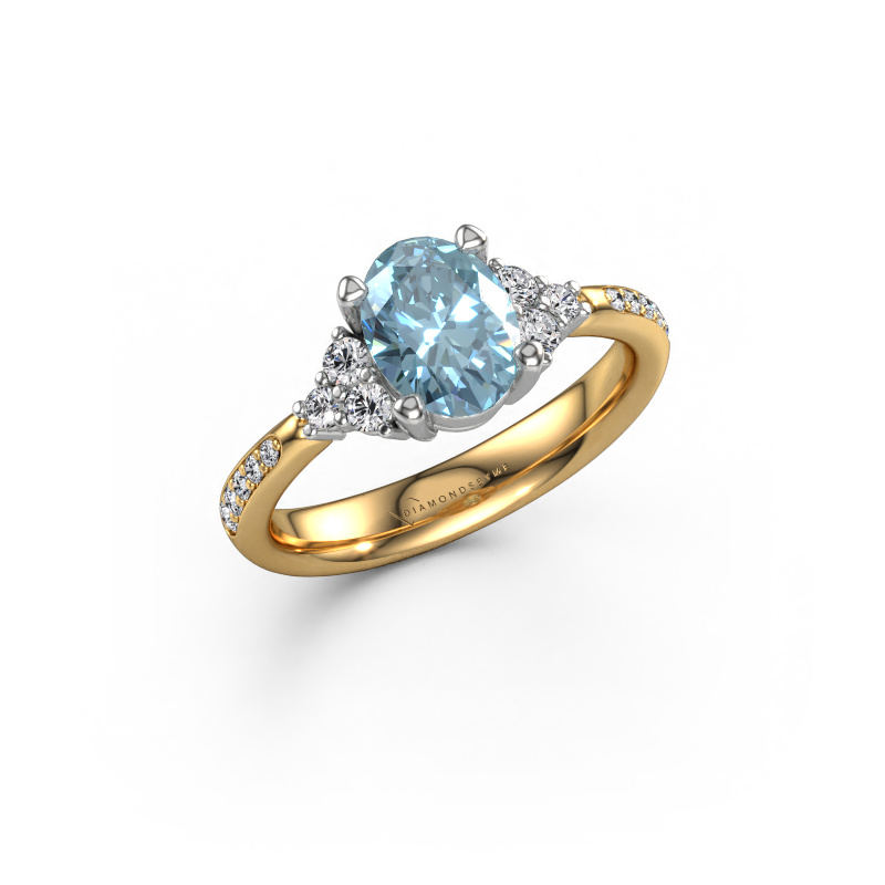Image of Engagement ring Aleida OVL 2 585 gold Blue lab grown diamond 8x6 mm
