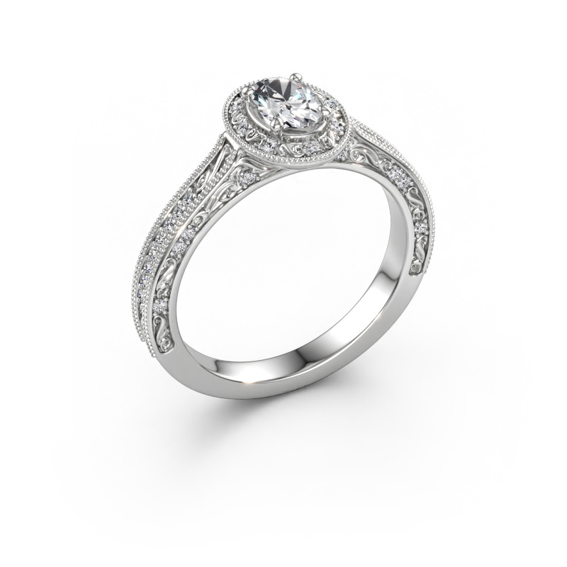 Immagine di Anello di fidanzamento Alice OVL 585 oro bianco Diamante lab grown 0.592 crt