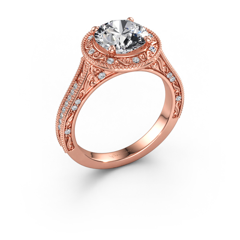 Immagine di Anello di fidanzamento Alice RND 585 oro rosa Diamante 2.21 crt