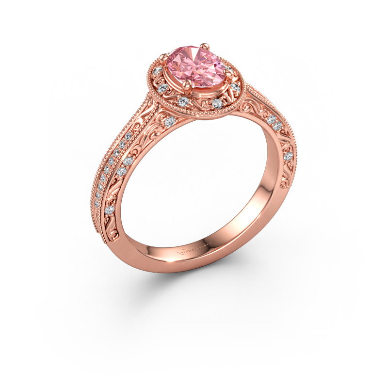 Image of Engagement ring Alice OVL 585 rose gold Pink lab grown diamond 7x5 mm