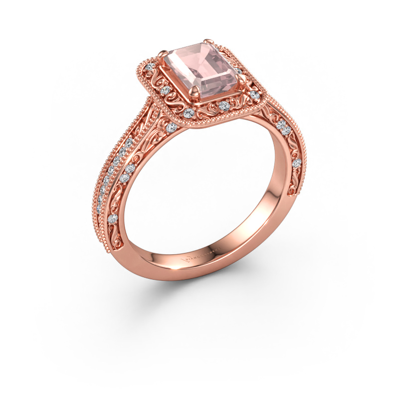 Immagine di Anello di fidanzamento Alice EME 585 oro rosa Morganite champagne 7x5 mm