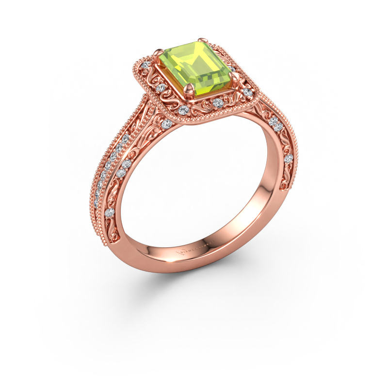 Immagine di Anello di fidanzamento Alice EME 585 oro rosa Peridoto 7x5 mm