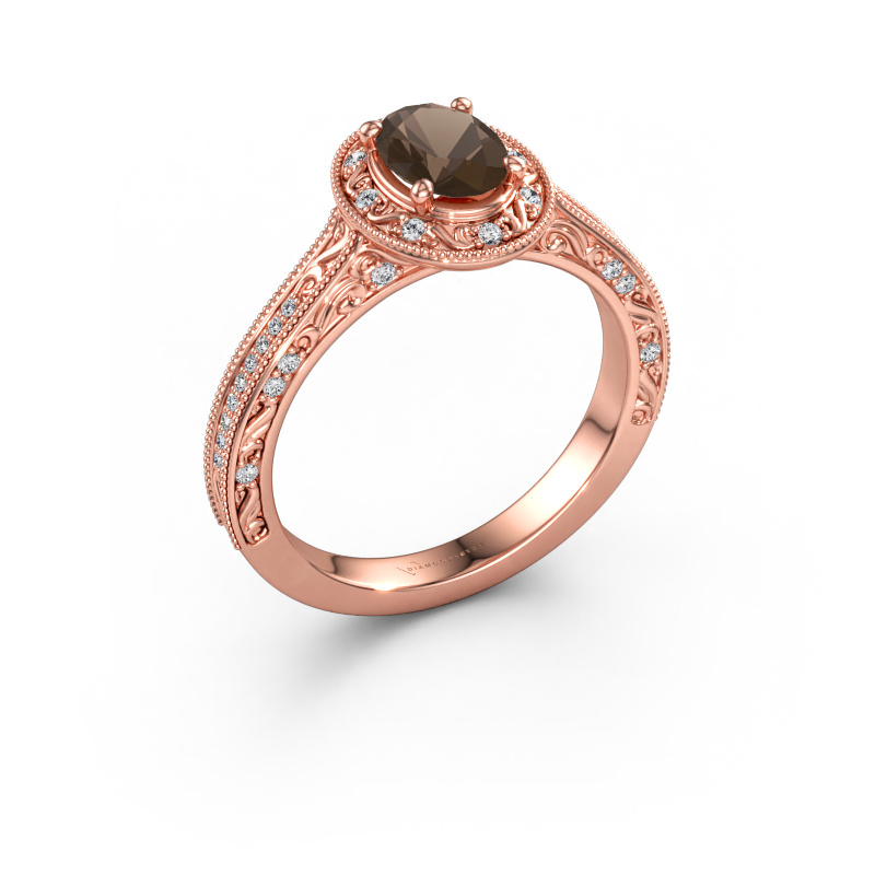 Immagine di Anello di fidanzamento Alice OVL 585 oro rosa Quarzo fumé 7x5 mm
