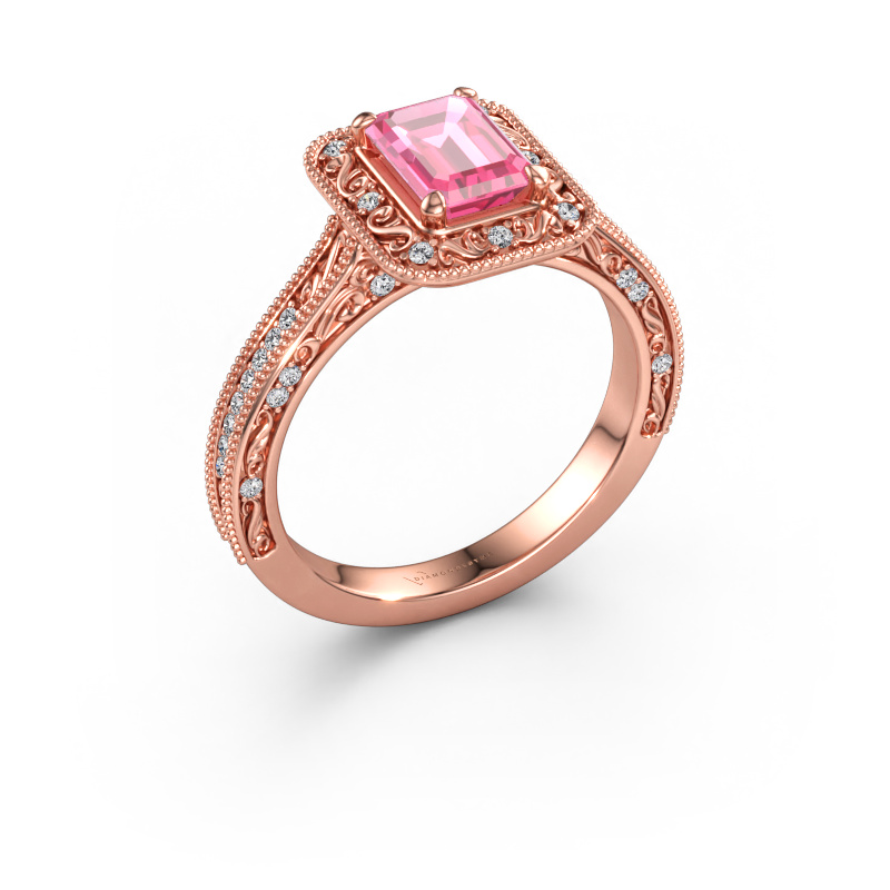 Bild av Förlovningsring Alice EME 585 roséguld Rosa safir 7x5 mm