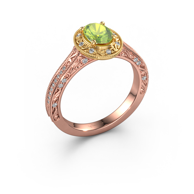 Image of Engagement ring Alice OVL 585 rose gold Peridot 7x5 mm