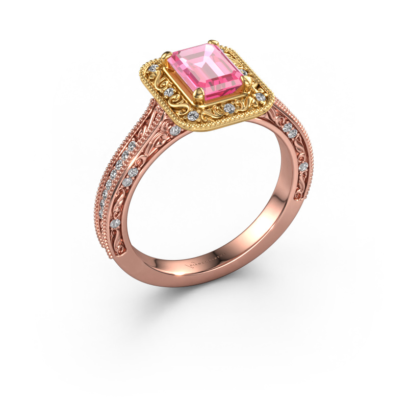 Image de Bague de fiançailles Alice EME 585 or rose Saphir rose 7x5 mm
