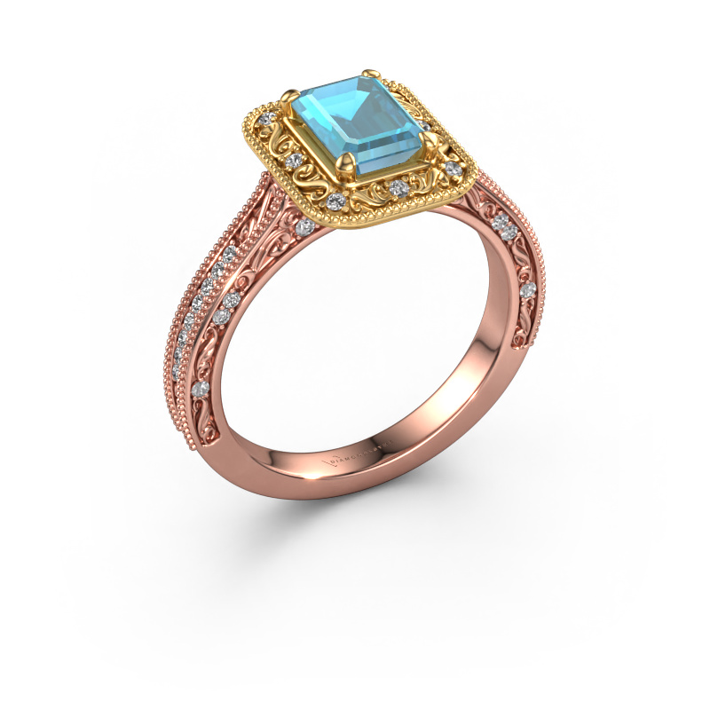 Bild von Verlobungsring Alice EME 585 Roségold Blau Topas 7x5 mm