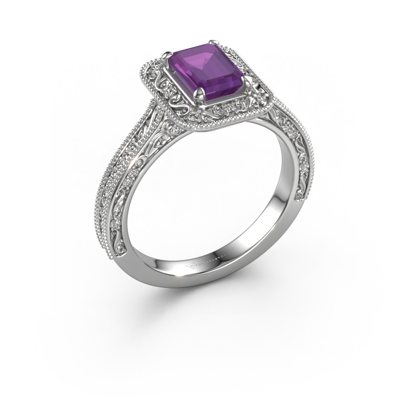 Image of Engagement ring Alice EME 950 platinum Amethyst 7x5 mm