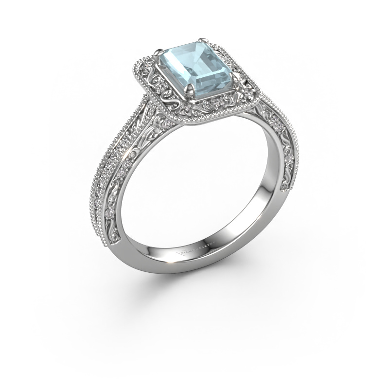 Image of Engagement ring Alice EME 950 platinum Aquamarine 7x5 mm
