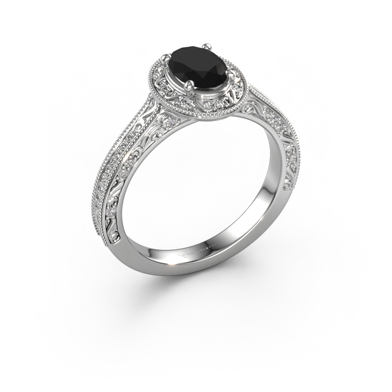 Image de Bague de fiançailles Alice OVL 950 platine Diamant noir 1.254 crt