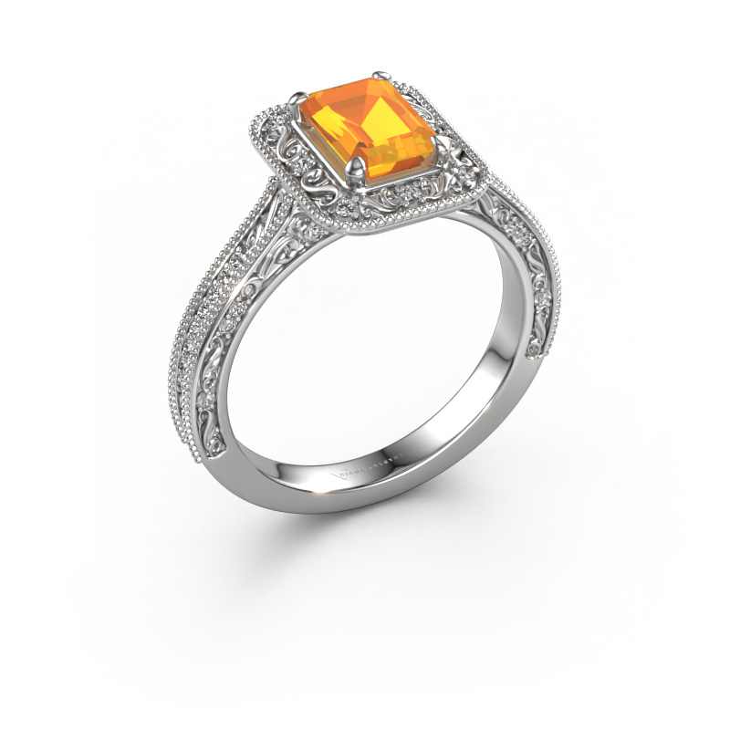 Image de Bague de fiançailles Alice EME 950 platine Citrine 7x5 mm