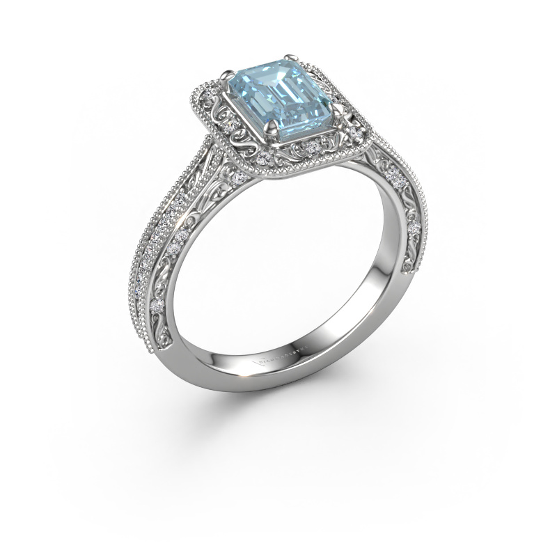 Bild von Verlobungsring Alice EME 950 Platin Blauer Labordiamant 7x5 mm