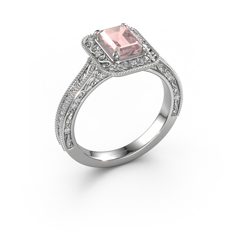 Afbeelding van Verlovings ring Alice EME 950 Platina Morganiet champagne 7x5 mm