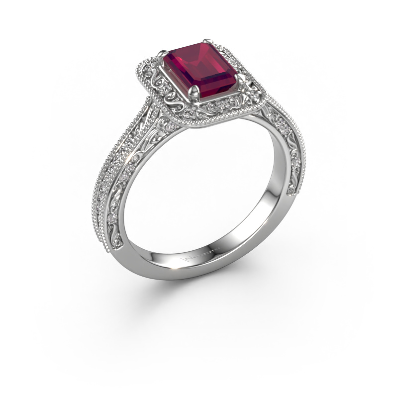 Image de Bague de fiançailles Alice EME 950 platine Rhodolite 7x5 mm