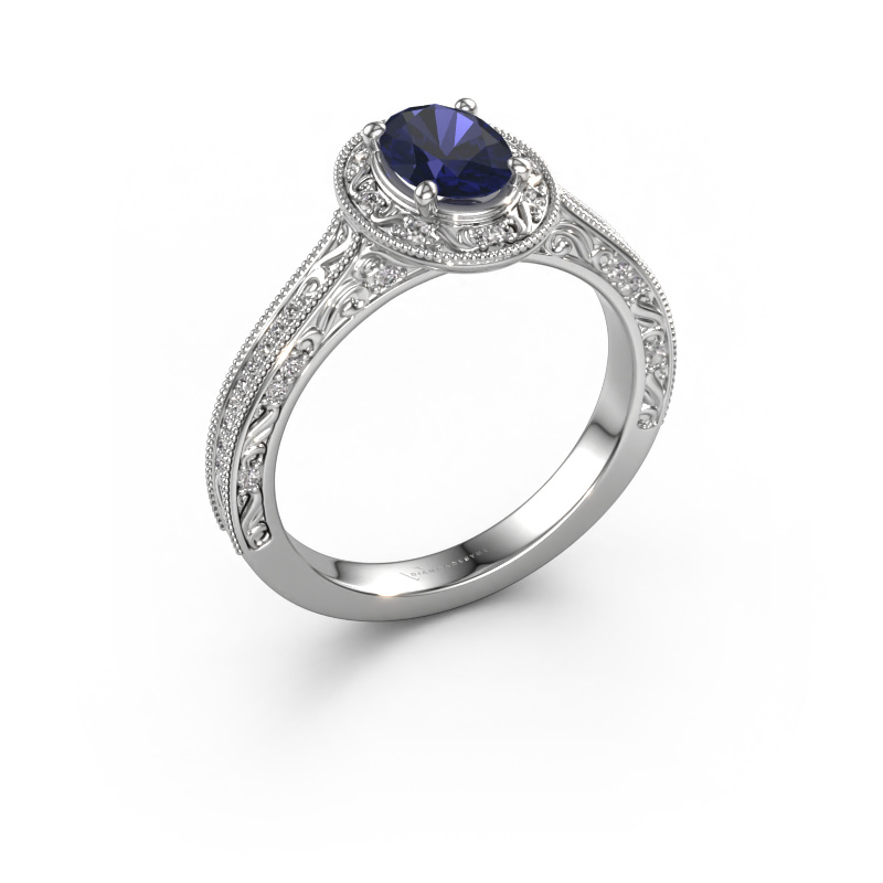 Image of Engagement ring Alice OVL 950 platinum Sapphire 7x5 mm
