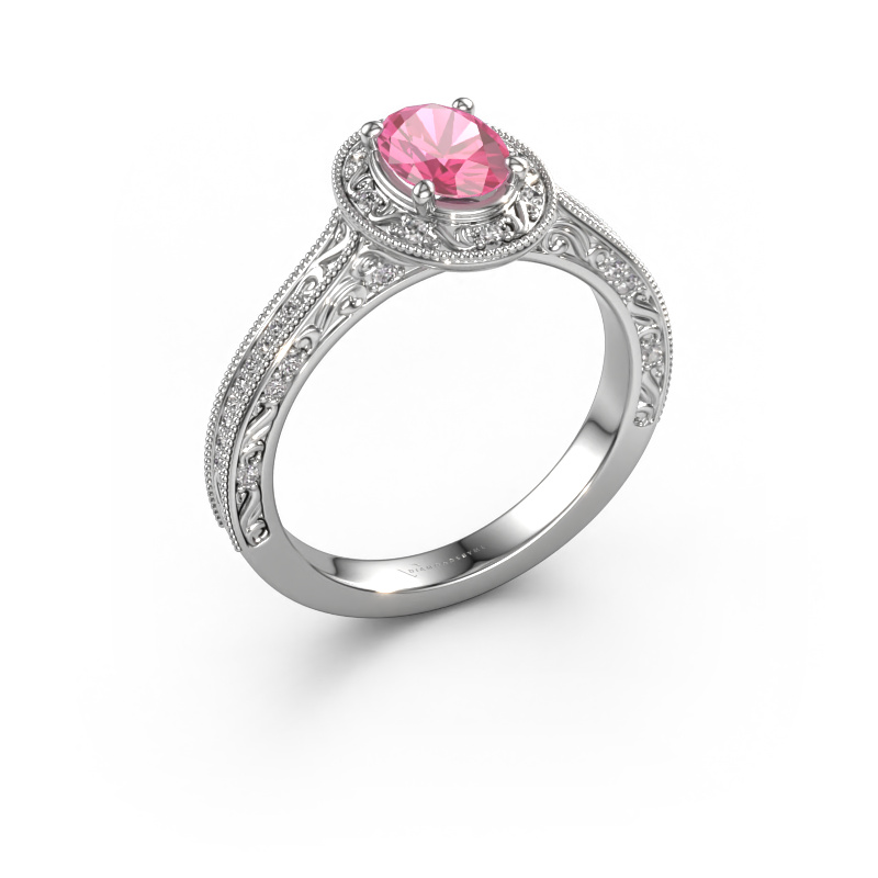 Image of Engagement ring Alice OVL 950 platinum Pink sapphire 7x5 mm