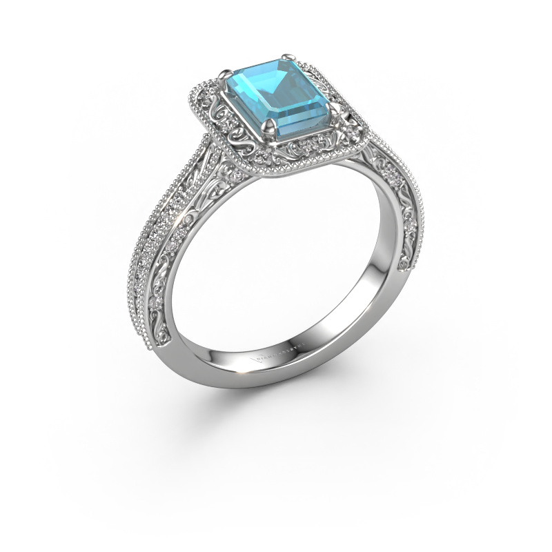 Image of Engagement ring Alice EME 950 platinum Blue topaz 7x5 mm