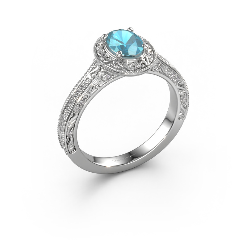 Image of Engagement ring Alice OVL 950 platinum Blue topaz 7x5 mm