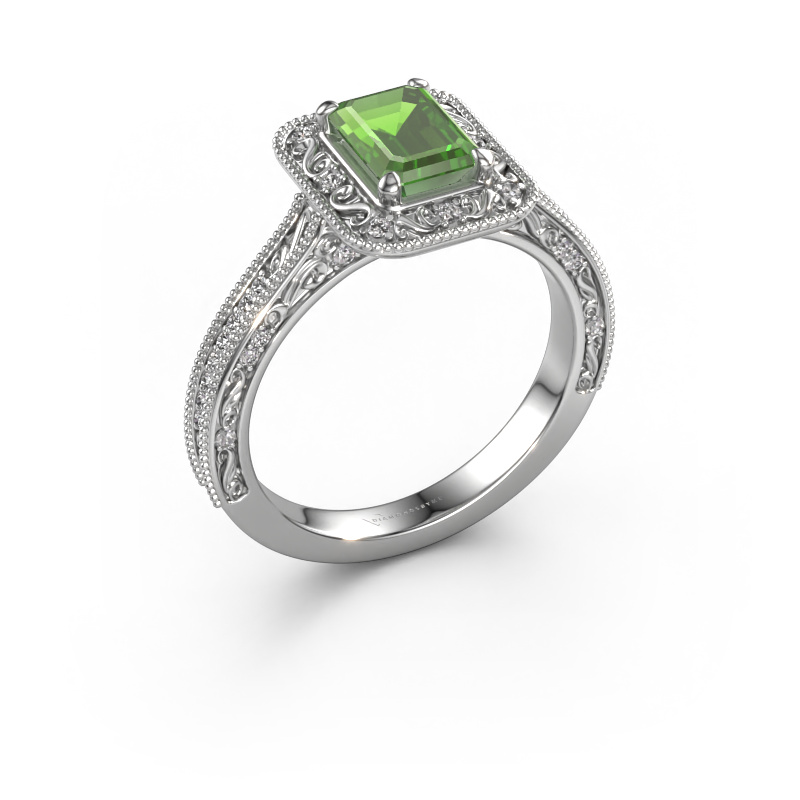 Image of Engagement ring Alice EME 950 platinum Tourmaline green 7x5 mm