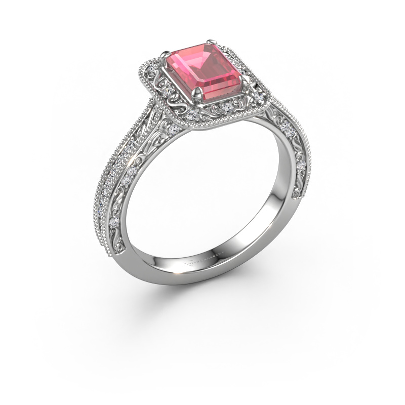 Image of Engagement ring Alice EME 950 platinum Tourmaline pink 7x5 mm
