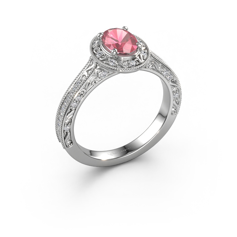Image de Bague de fiançailles Alice OVL 950 platine Rose tourmaline 7x5 mm