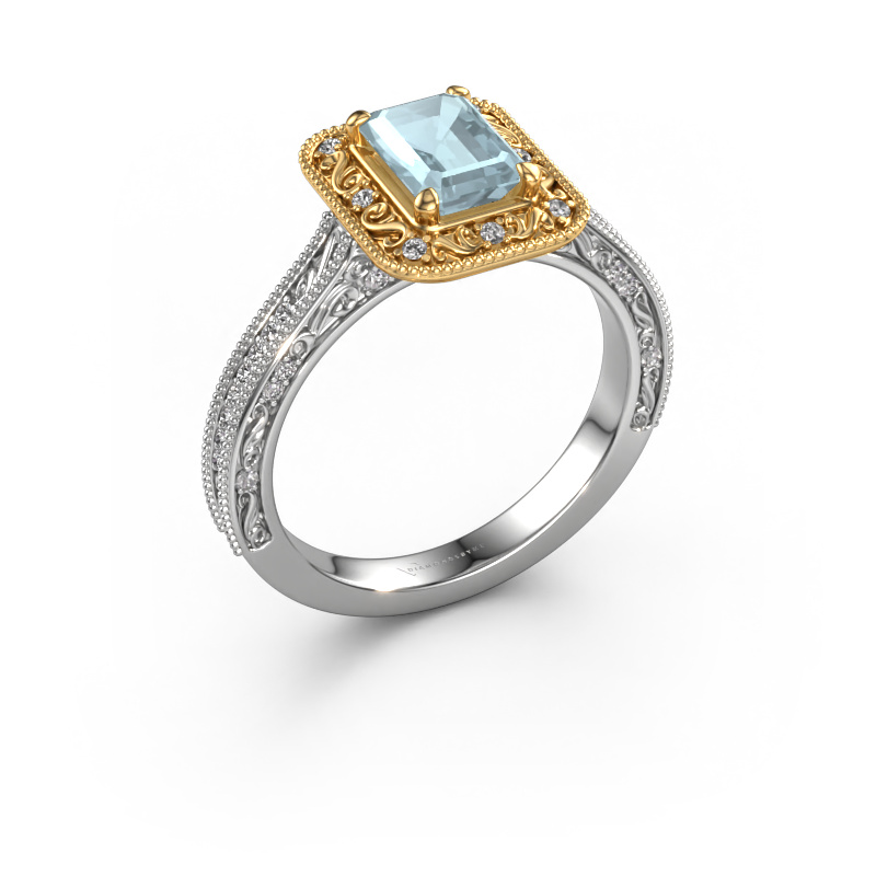 Image of Engagement ring Alice EME 585 white gold Aquamarine 7x5 mm