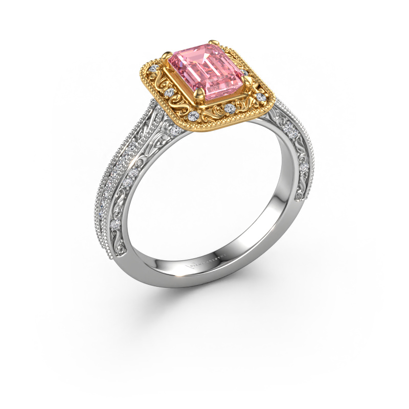 Afbeelding van Verlovings ring Alice EME 585 Witgoud Roze lab grown diamant 7x5 mm
