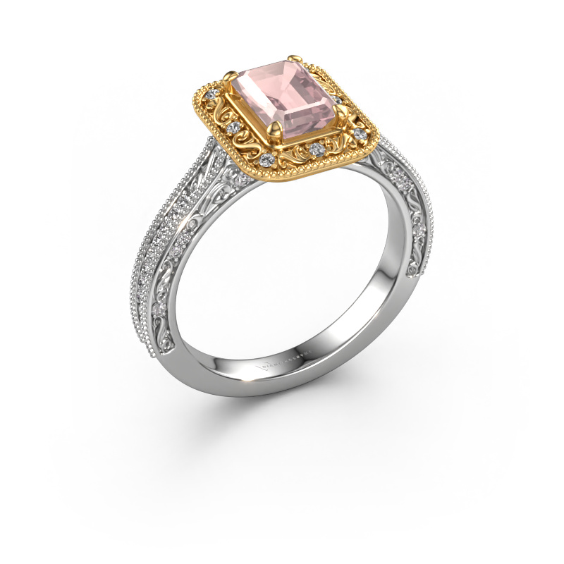 Image of Engagement ring Alice EME 585 white gold Morganite champagne 7x5 mm