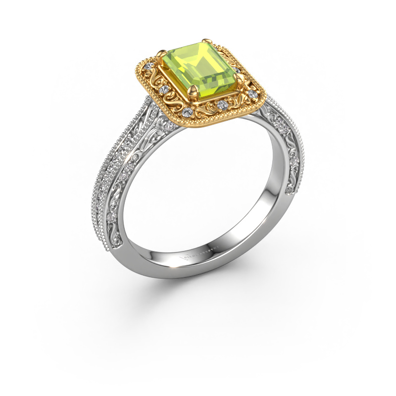 Image of Engagement ring Alice EME 585 white gold Peridot 7x5 mm
