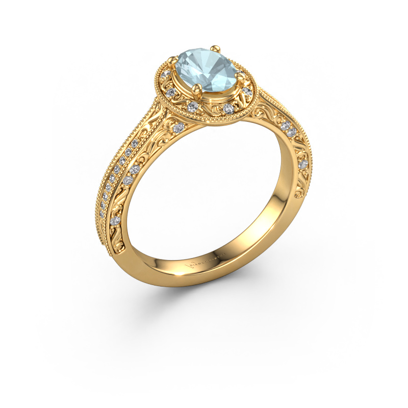 Image of Engagement ring Alice OVL 585 gold Aquamarine 7x5 mm